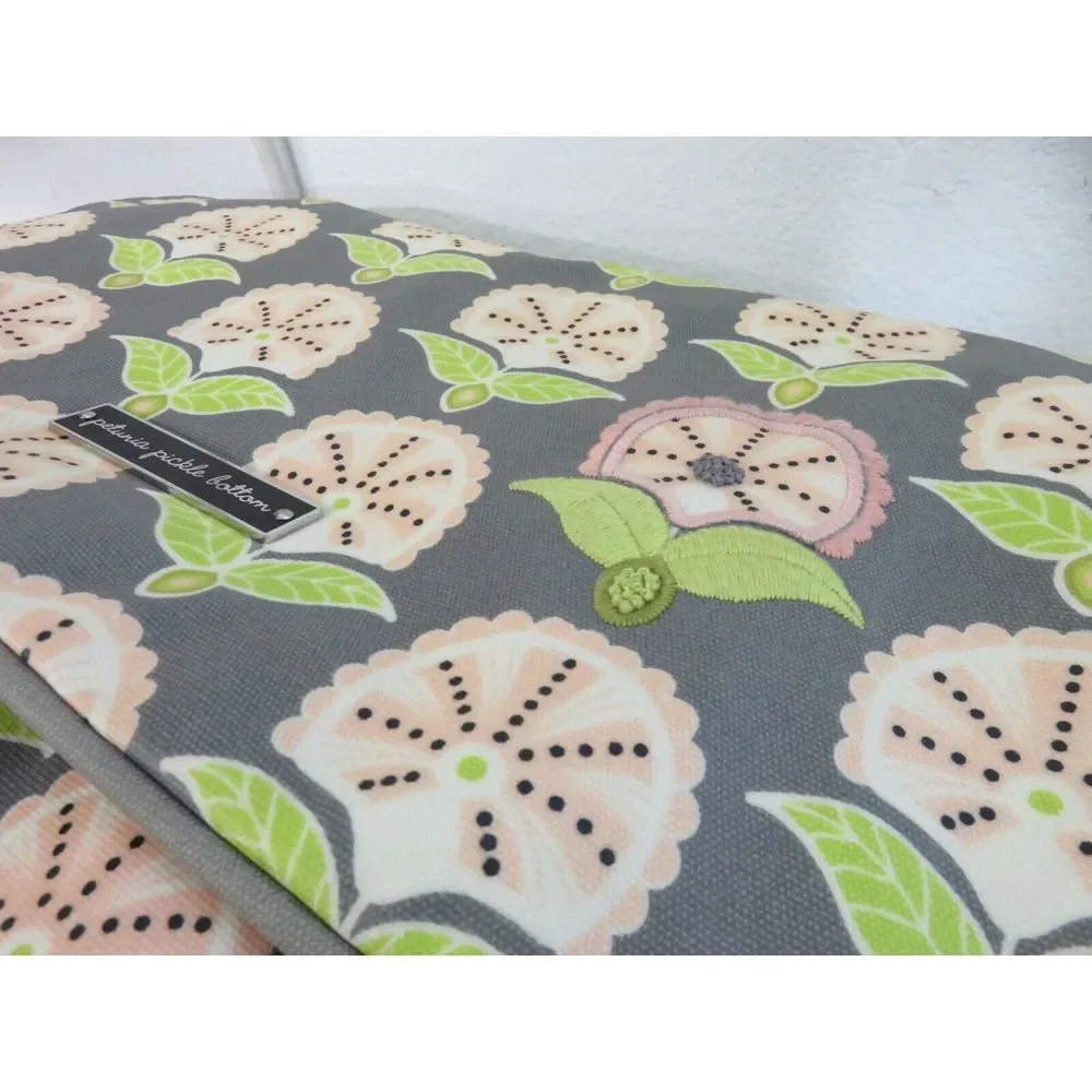 Petunia Pickle‎ Bottom Diaper Bag Baby Bag Tote Green Pink Floral Embroidered
